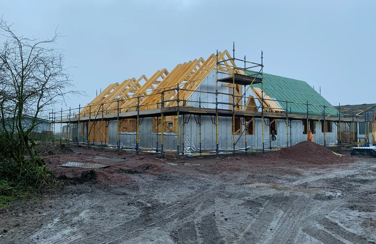 Rural building project under construction